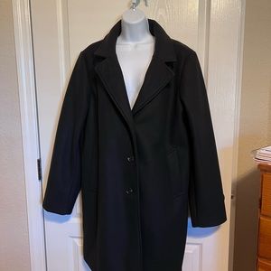 Long Black Classic Dress Coat Sz XL